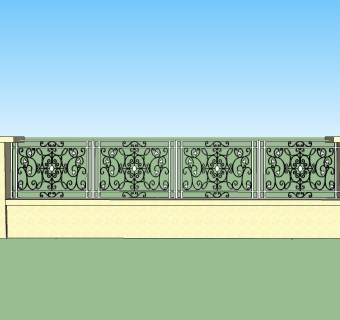 现代围墙围栏草图大师模型，围墙sketchup模型skp模型下载