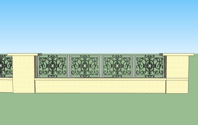 现代围墙围栏草图大师模型，围墙sketchup模型skp模型下载