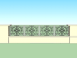 现代围墙围栏草图大师模型，围墙sketchup模型skp模型...