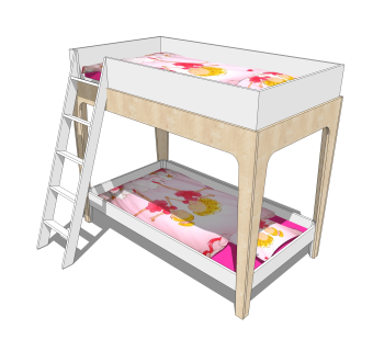 儿童高低床铺草图大师模型，儿童床SU模型下载