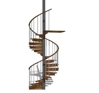 现代实木螺旋楼梯草图大师模型，实木螺旋楼梯sketchup模型免费下载