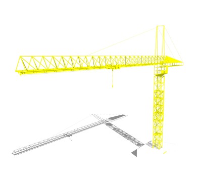 现代大型工用塔吊起重机skp模型，工业器材sketchup模型下载