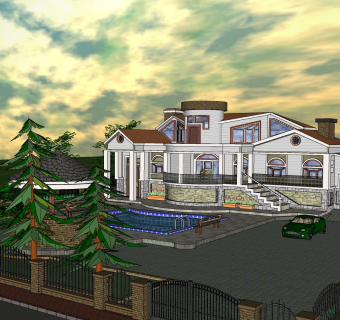 现代别墅住宅su模型免费下载，sketchup别墅草图大师模型