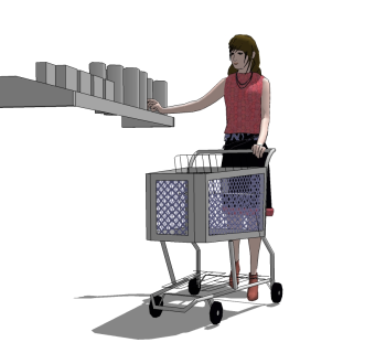 现代购物女士人物免费su模型下载、现代购物女士人物草图大师模型下载