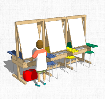 现代儿童桌椅草图大师模型，儿童桌椅su模型下载