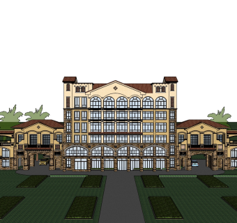 欧式花园酒店草图大师模型下载、欧式花园酒店su模型下载