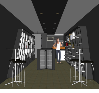 现代时尚酒柜酒架草图大师模型，酒柜su模型下载