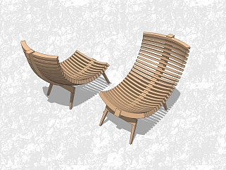 现代曲木创意小座椅su模型，休闲椅草图大师模型下载