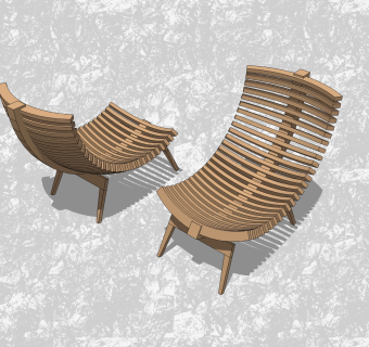 现代曲木创意小座椅su模型，休闲椅草图大师模型下载