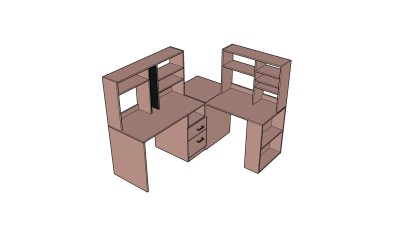   现代 简约办公桌草图大师模型，办公桌sketchup模型下载