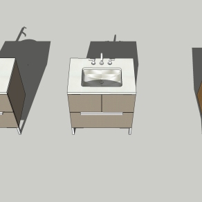现代洗手台盆组合su模型，洗手台sketchup模型下载