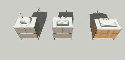 现代洗手台盆组合su模型，洗手台sketchup模型下载