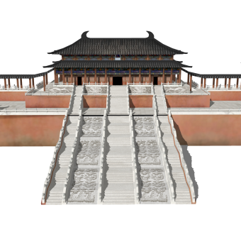 唐朝建筑SU模型，唐朝建筑SKP模型下载