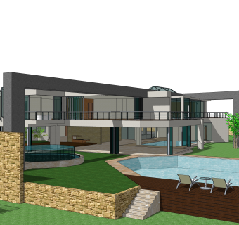 现代度假别墅草图大师模型，sketchup别墅su模型下载