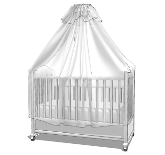 美式婴儿床SU模型，婴儿床skb文件下载