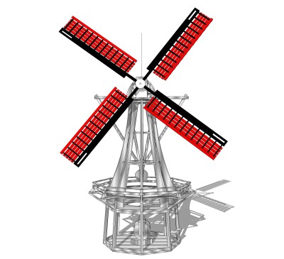 现代大型风车sketchup模型，风车skb文件下载