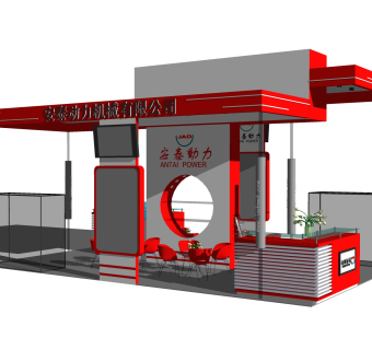 现代动力机械展示区草图大师模型，动力机械展厅sketchup模型免费下载