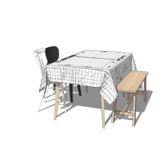 北欧餐桌椅免费su模型，北欧餐桌椅skp模型下载
