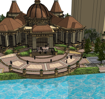 欧式商务建筑会所，sketchup建筑模型免费下载