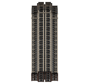 欧式高层住宅楼草图大师模型，住宅楼su模型下载