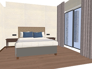 中式卧室主人房免费su模型，卧室sketchup模型下载