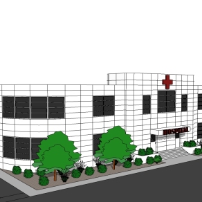 现代医院模型su下载，医院sketchup模型分享