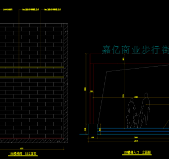 地下商场入口玻璃雨棚施工图，cad图纸下载