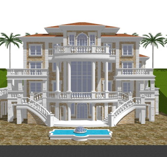 欧式别墅SU模型，别墅SKP模型下载