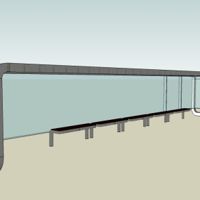 现代公交车站su模型、车站su模型草图大师免费下载