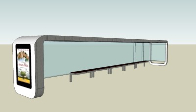 现代公交车站su模型、车站su模型草图大师免费下载