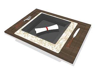  现代西餐餐具草图大师模型，餐具sketchup模型下载