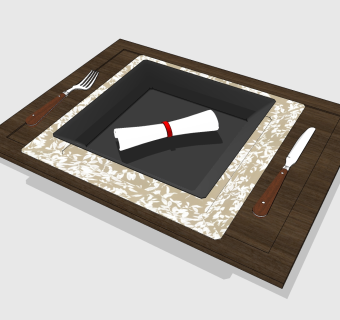  现代西餐餐具草图大师模型，餐具sketchup模型下载