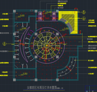 酒店洗浴部二层装修图cad施工图下载、酒店洗浴部二层装修图dwg文件下载