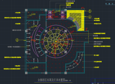 酒店洗浴部二层装修图cad施工图下载、酒店洗浴部二层装修图dwg文件下载