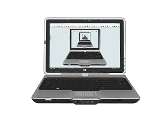 现代笔记本电脑草图大师模型，电脑sketchup模型下载