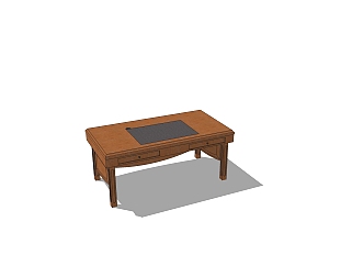 现代实木老板桌草图大师模型，老板桌su模型下载