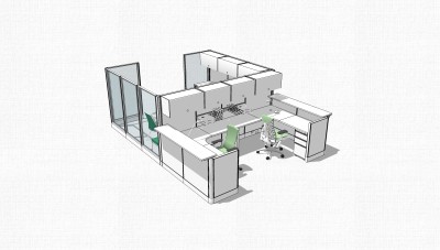 办工桌草图大师模型，办工桌sketchup模型，办工桌su素材下载