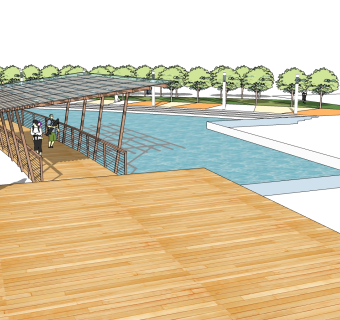 现代码头景观su模型方案，古建民宿草图大师模型分享