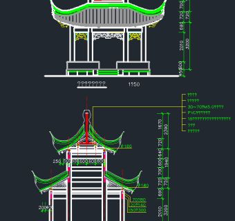 园林景观亭子CAD施工图，亭子CAD建筑图纸下载