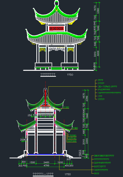 园林景观亭子CAD施工图，亭子CAD建筑图纸下载