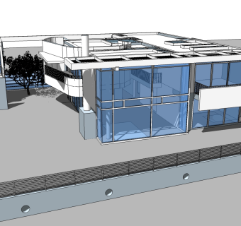 理查德·迈耶设计加利福尼亚海滩别墅草图大师模型下载、加利福尼亚海滩别墅su模型下载