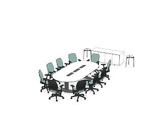 现代会议桌草图大师模型，会议桌su模型下载