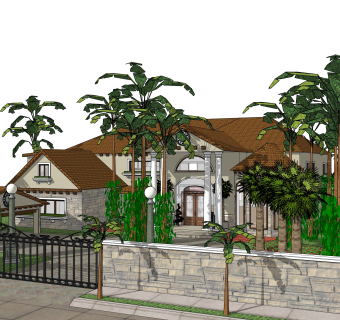 欧式度假别墅草图大师模型下载，sketchup别墅外观su模型分享