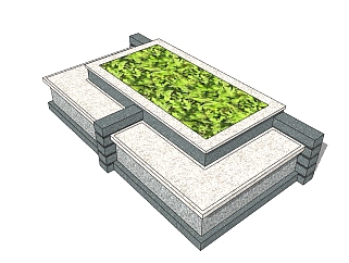 现代方形树池skb模型分享，树池坐凳草图大师模型下载