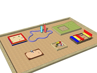 现代<em>儿童设施</em>沙坑草图大师模型，沙坑su模型下载