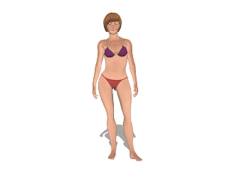 现代泳装人物草图大师模型，3D真人su模型下载