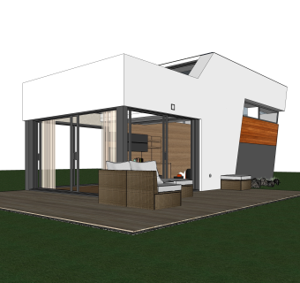 现代独栋别墅草图大师模型下载，别墅外观sketchup模型分享