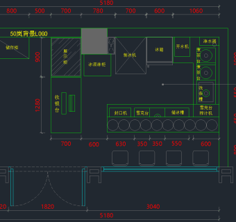 原创全套时尚奶茶店CAD施工图，奶茶店CAD建筑图纸下载