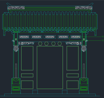 古典牌楼CAD素材，牌楼CAD建筑图纸下载