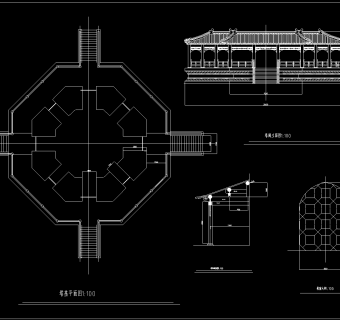 佛塔全套施工图，佛塔CAD建筑图纸下载